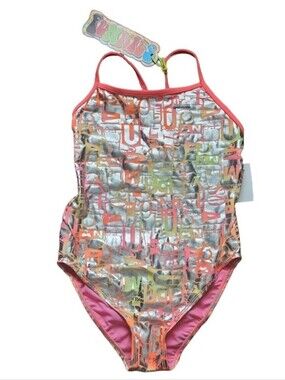 NWT The Finals Funkies Wordplay One Piece Swimsuit XL/40 Graphic Print Beach